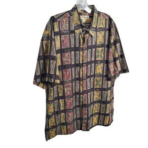 Tori Richard Mens Size XL Vintage Hawaiian Cotton Multicolor Windowpane Print
